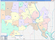 Cape Girardeau Metro Area Wall Map Color Cast Style